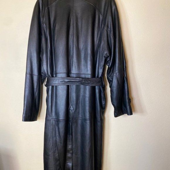 Fairfax Men's Vintage Black Leather Trench Coat Size L - Picture 9 of 13